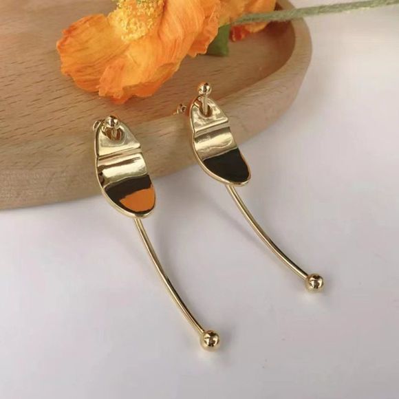 Gold Geometric Fun Artistic Earrings - Picture 5 of 5